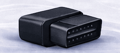 GPS360 Data plug-and-play OBD-II tracker — black device with 16-pin connector
