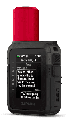 Garmin inReach Mini satellite communicator — compact rugged device with red antenna cap