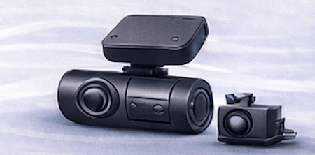 GPS360 View AI dashcam — dual-lens main unit with auxiliary cabin camera